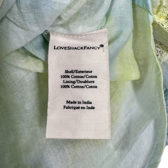 LoveShackFancy Ruffle Mini Skirt Lily Pond Hand Dye Medium Tiered Preppy Layered - Picture 7 of 9